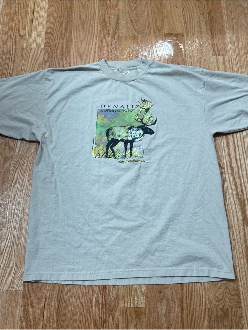 Vintage Denali National Park Alaska T-Shirt Mens Size 2XL Grand Carribou Tee USA
